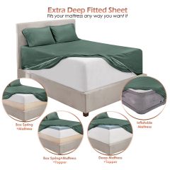 1Extra Deep Pocket King Size Sheets Sets - Fits Mattress 18-24 Inches Deep - Extra Deep Pocket Sheets - 6 Piece King Size Sheets - King Sheets Deep Pocket - Grey Sheets