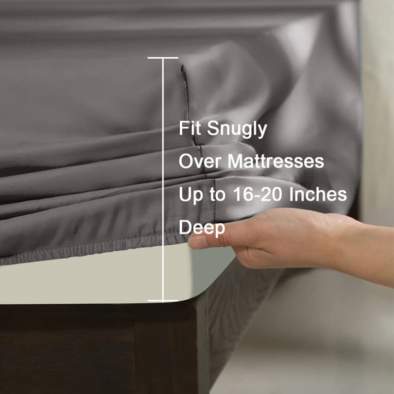 改SONORO KATE Bed Sheet Set Super Soft Microfiber 1800 Thread Count Luxury Egyptian Sheets Fit 18-24 Inch Deep Pocket Mattress Wrinkle-6 Piece (Dark Grey, Queen)