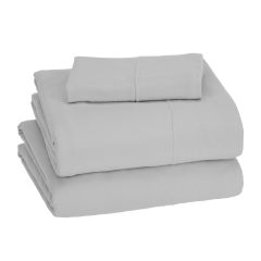 Cotton Jersey 4-Piece Bed Sheet Set, Queen, White, Solid