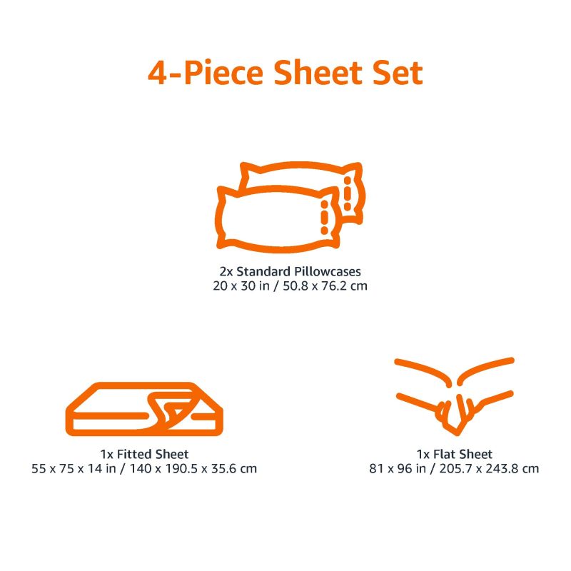 Cotton Jersey 4-Piece Bed Sheet Set, Queen, White, Solid