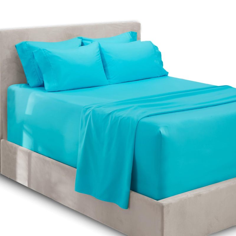 1Extra Deep Pocket King Size Sheets Sets - Fits Mattress 18-24 Inches Deep - Extra Deep Pocket Sheets - 6 Piece King Size Sheets - King Sheets Deep Pocket - Grey Sheets