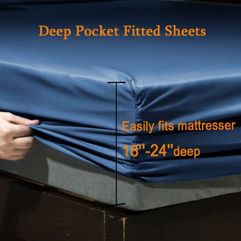 Bed Sheet Set Super Soft Microfiber 1800 Thread Count Luxury Egyptian Sheets Fit 18-24 Inch Deep Pocket Mattress Wrinkle-6 Piece (Dark Grey, Queen)