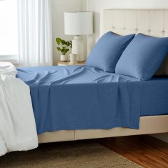 Cotton Jersey 4-Piece Bed Sheet Set, Queen, White, Solid