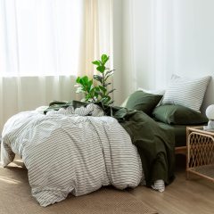 1   MooMee Bedding Sheet Set 100% Washed Cotton Linen Like Textured Breathable Durable Soft Comfy (Dark Grey, King)
