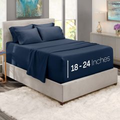 1Extra Deep Pocket King Size Sheets Sets - Fits Mattress 18-24 Inches Deep - Extra Deep Pocket Sheets - 6 Piece King Size Sheets - King Sheets Deep Pocket - Grey Sheets