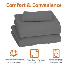Cotton Jersey 4-Piece Bed Sheet Set, Queen, White, Solid