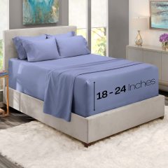 1Extra Deep Pocket King Size Sheets Sets - Fits Mattress 18-24 Inches Deep - Extra Deep Pocket Sheets - 6 Piece King Size Sheets - King Sheets Deep Pocket - Grey Sheets