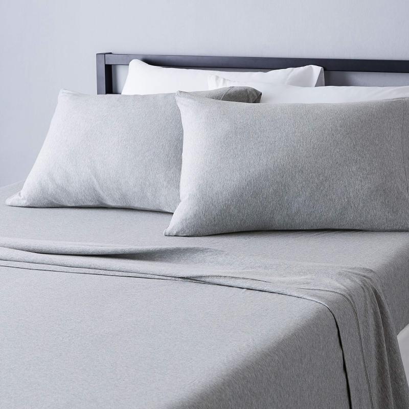 Cotton Jersey 4-Piece Bed Sheet Set, Queen, White, Solid