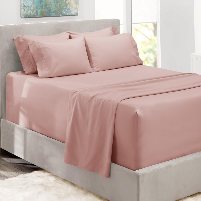 1Extra Deep Pocket King Size Sheets Sets - Fits Mattress 18-24 Inches Deep - Extra Deep Pocket Sheets - 6 Piece King Size Sheets - King Sheets Deep Pocket - Grey Sheets