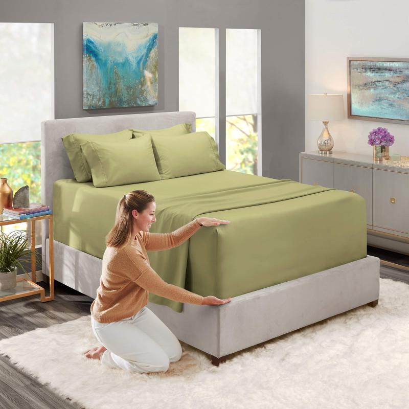 1Extra Deep Pocket King Size Sheets Sets - Fits Mattress 18-24 Inches Deep - Extra Deep Pocket Sheets - 6 Piece King Size Sheets - King Sheets Deep Pocket - Grey Sheets