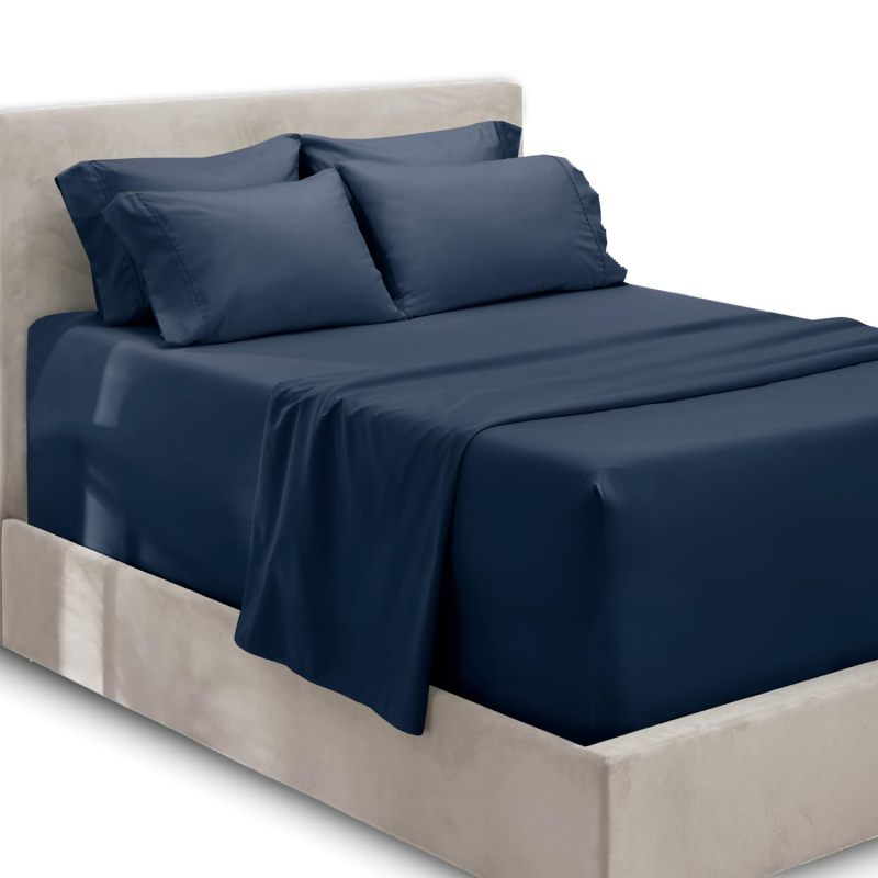 1Extra Deep Pocket King Size Sheets Sets - Fits Mattress 18-24 Inches Deep - Extra Deep Pocket Sheets - 6 Piece King Size Sheets - King Sheets Deep Pocket - Grey Sheets