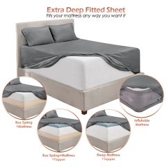 改Hearth &amp; Harbor Extra Deep Pocket King Size Sheets Sets - Fits Mattress 18-24 Inches Deep - Extra Deep Pocket Sheets - 6 Piece King Size Sheets - King Sheets Deep Pocket - Grey Sheets