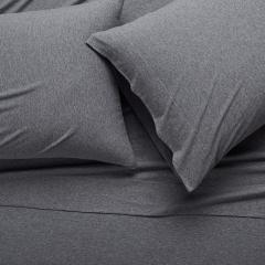 Cotton Jersey 4-Piece Bed Sheet Set, Queen, White, Solid