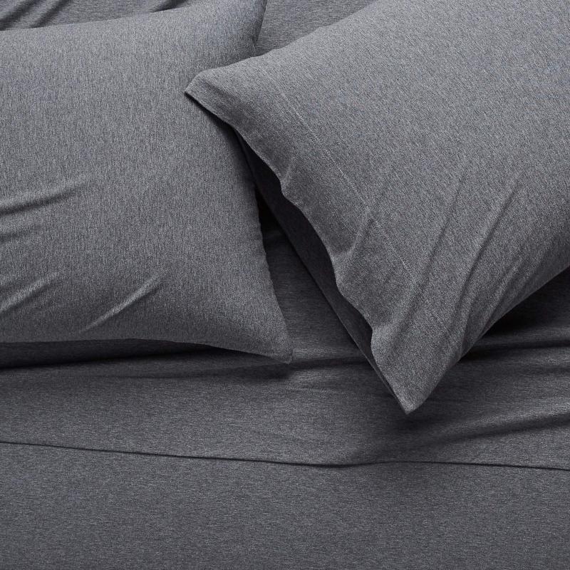 Cotton Jersey 4-Piece Bed Sheet Set, Queen, White, Solid