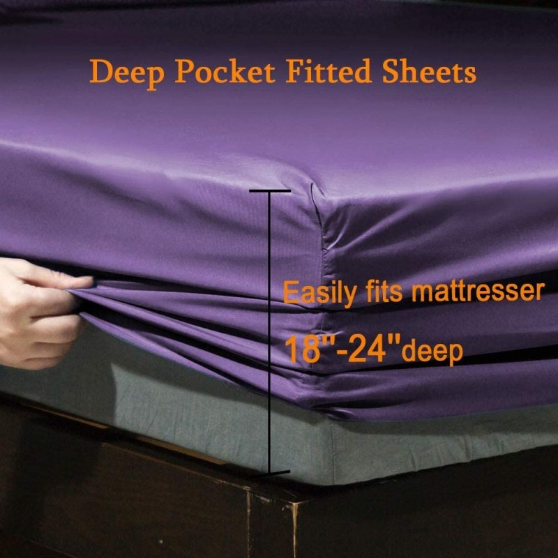 Bed Sheet Set Super Soft Microfiber 1800 Thread Count Luxury Egyptian Sheets Fit 18-24 Inch Deep Pocket Mattress Wrinkle-6 Piece (Dark Grey, Queen)