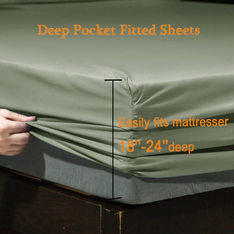 Bed Sheet Set Super Soft Microfiber 1800 Thread Count Luxury Egyptian Sheets Fit 18-24 Inch Deep Pocket Mattress Wrinkle-6 Piece (Dark Grey, Queen)