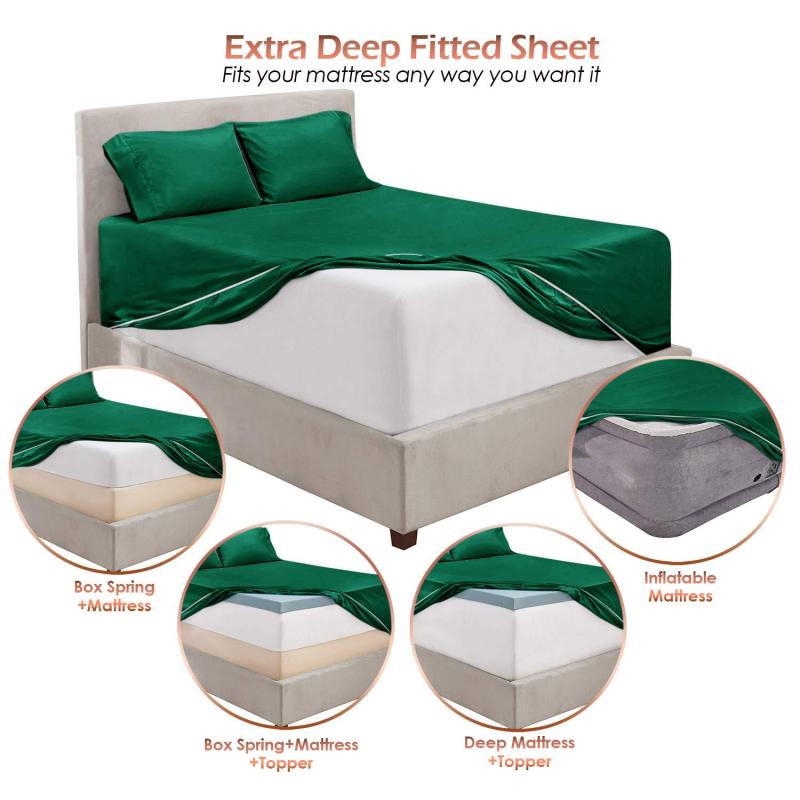 1Extra Deep Pocket King Size Sheets Sets - Fits Mattress 18-24 Inches Deep - Extra Deep Pocket Sheets - 6 Piece King Size Sheets - King Sheets Deep Pocket - Grey Sheets