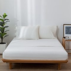 1   MooMee Bedding Sheet Set 100% Washed Cotton Linen Like Textured Breathable Durable Soft Comfy (Dark Grey, King)