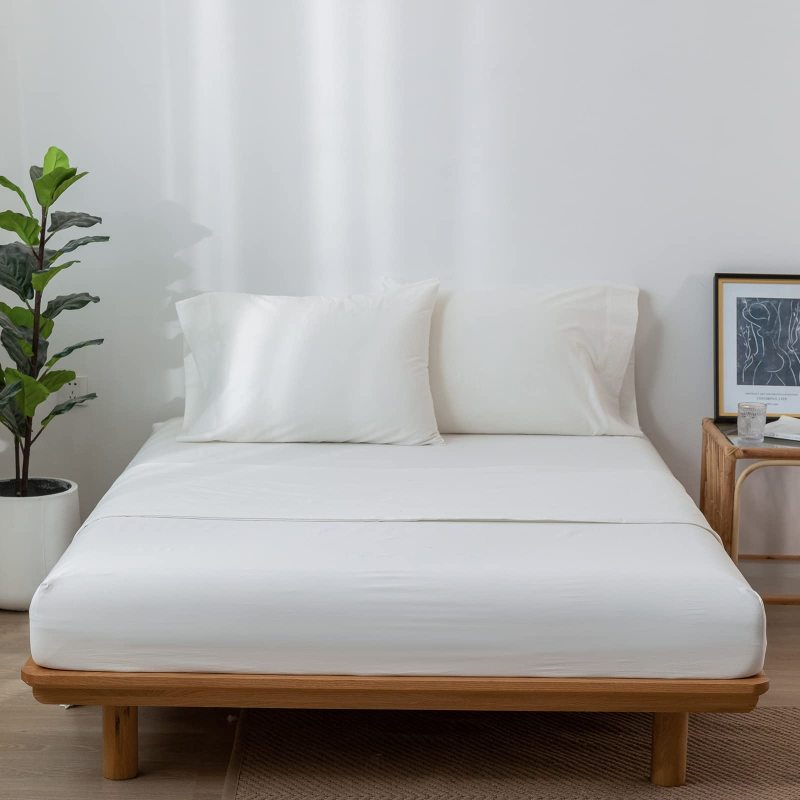 1   MooMee Bedding Sheet Set 100% Washed Cotton Linen Like Textured Breathable Durable Soft Comfy (Dark Grey, King)