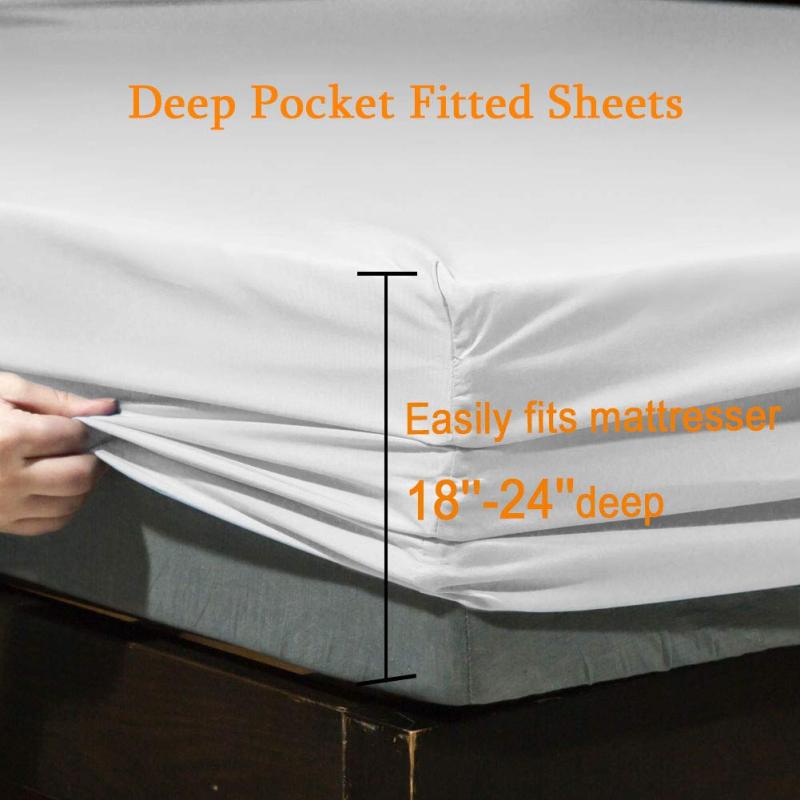 Bed Sheet Set Super Soft Microfiber 1800 Thread Count Luxury Egyptian Sheets Fit 18-24 Inch Deep Pocket Mattress Wrinkle-6 Piece (Dark Grey, Queen)