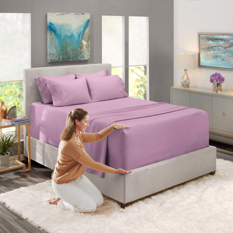 1Extra Deep Pocket King Size Sheets Sets - Fits Mattress 18-24 Inches Deep - Extra Deep Pocket Sheets - 6 Piece King Size Sheets - King Sheets Deep Pocket - Grey Sheets