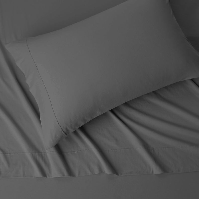 Cotton Jersey 4-Piece Bed Sheet Set, Queen, White, Solid