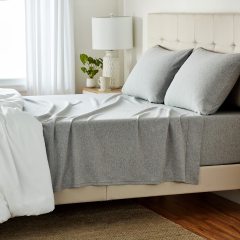 Cotton Jersey 4-Piece Bed Sheet Set, Queen, White, Solid