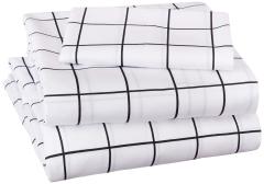 改Amazon Basics Soft Microfiber 4-Piece Bed Sheet Set with Elastic Side Pockets, Full, Black Grid, Geometric
