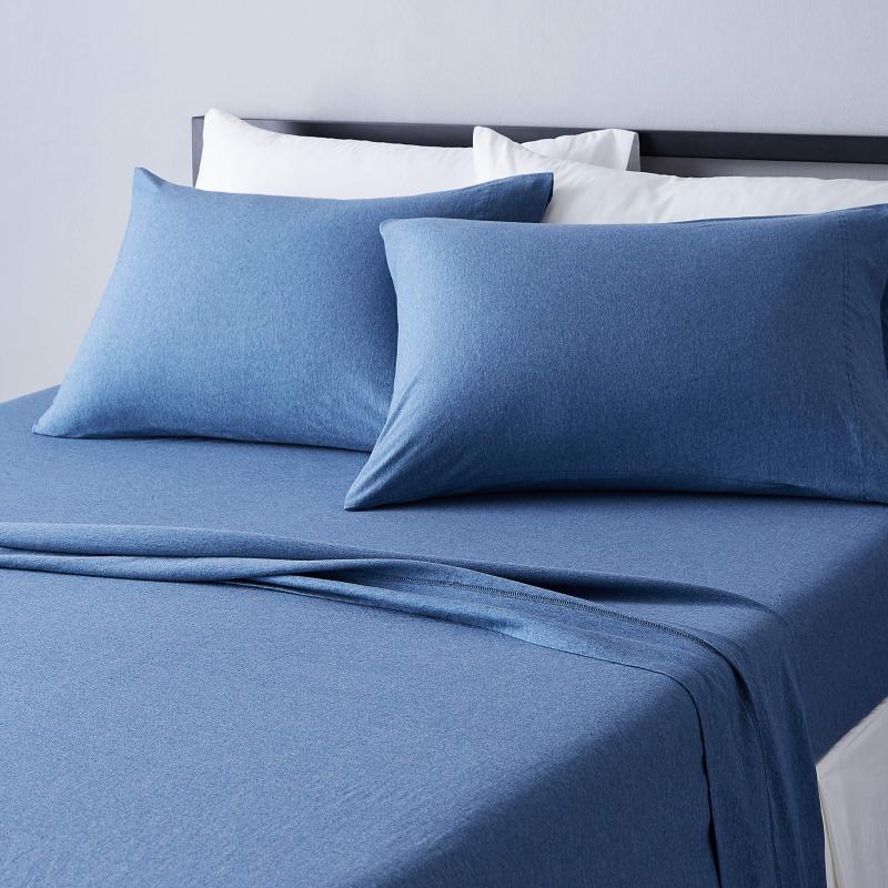 Cotton Jersey 4-Piece Bed Sheet Set, Queen, White, Solid