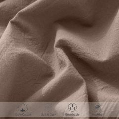 1   MooMee Bedding Sheet Set 100% Washed Cotton Linen Like Textured Breathable Durable Soft Comfy (Dark Grey, King)