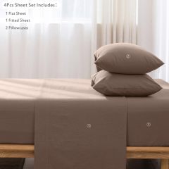 1   MooMee Bedding Sheet Set 100% Washed Cotton Linen Like Textured Breathable Durable Soft Comfy (Dark Grey, King)