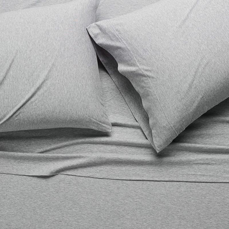 Cotton Jersey 4-Piece Bed Sheet Set, Queen, White, Solid