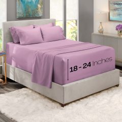 1Extra Deep Pocket King Size Sheets Sets - Fits Mattress 18-24 Inches Deep - Extra Deep Pocket Sheets - 6 Piece King Size Sheets - King Sheets Deep Pocket - Grey Sheets
