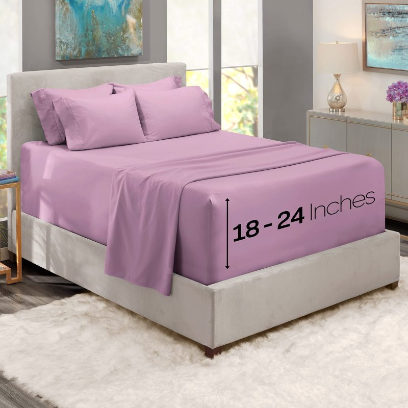 1Extra Deep Pocket King Size Sheets Sets - Fits Mattress 18-24 Inches Deep - Extra Deep Pocket Sheets - 6 Piece King Size Sheets - King Sheets Deep Pocket - Grey Sheets
