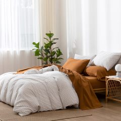 1   MooMee Bedding Sheet Set 100% Washed Cotton Linen Like Textured Breathable Durable Soft Comfy (Dark Grey, King)