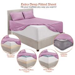 1Extra Deep Pocket King Size Sheets Sets - Fits Mattress 18-24 Inches Deep - Extra Deep Pocket Sheets - 6 Piece King Size Sheets - King Sheets Deep Pocket - Grey Sheets