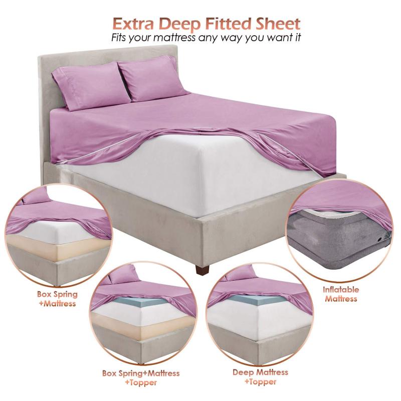 1Extra Deep Pocket King Size Sheets Sets - Fits Mattress 18-24 Inches Deep - Extra Deep Pocket Sheets - 6 Piece King Size Sheets - King Sheets Deep Pocket - Grey Sheets