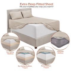 1Extra Deep Pocket King Size Sheets Sets - Fits Mattress 18-24 Inches Deep - Extra Deep Pocket Sheets - 6 Piece King Size Sheets - King Sheets Deep Pocket - Grey Sheets