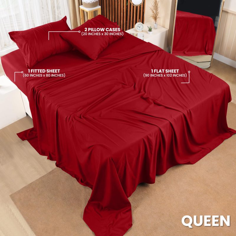 Queen Bed Sheets Set - 4 Piece Bedding - Brushed Microfiber - Shrinkage and Fade Resistant - Easy Care (Queen, Grey)