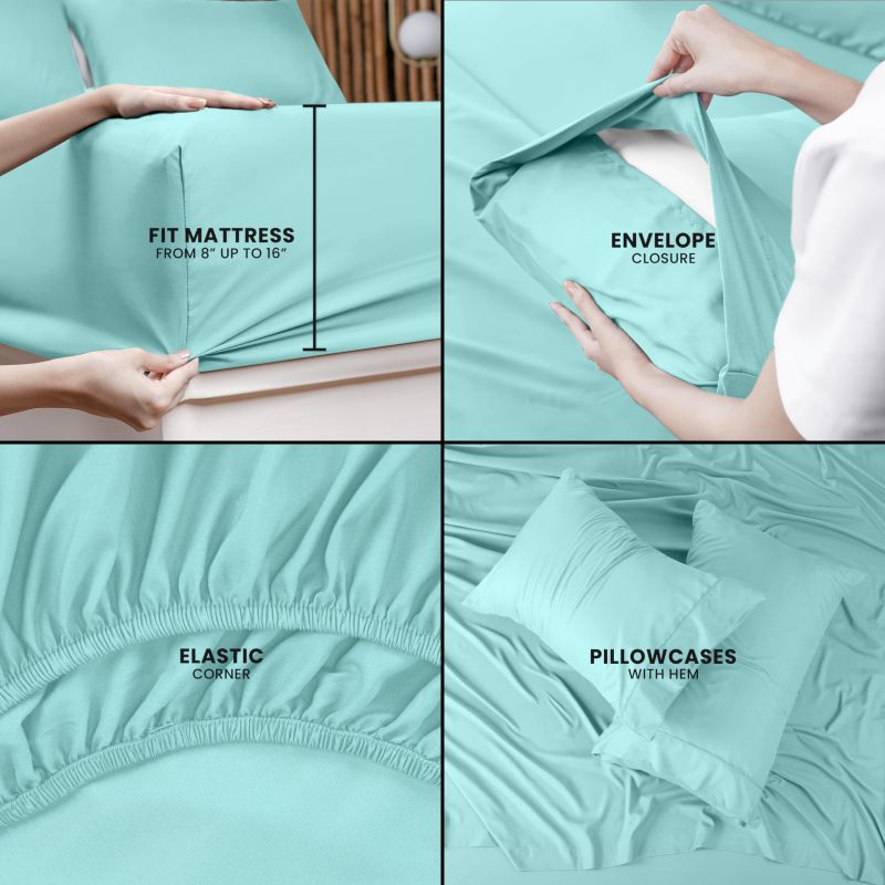 Queen Bed Sheets Set - 4 Piece Bedding - Brushed Microfiber - Shrinkage and Fade Resistant - Easy Care (Queen, Grey)