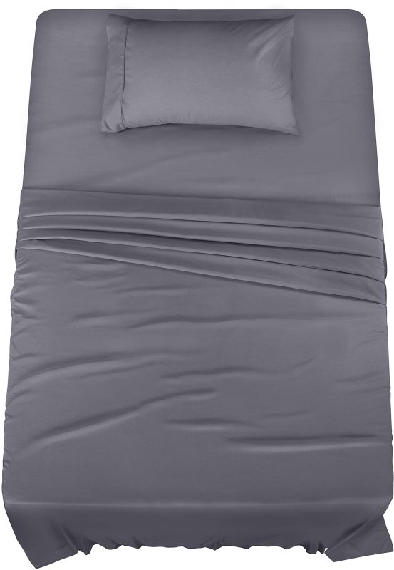 Queen Bed Sheets Set - 4 Piece Bedding - Brushed Microfiber - Shrinkage and Fade Resistant - Easy Care (Queen, Grey)