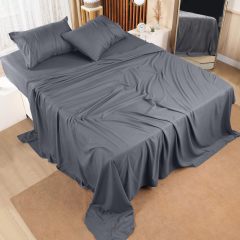 Queen Bed Sheets Set - 4 Piece Bedding - Brushed Microfiber - Shrinkage and Fade Resistant - Easy Care (Queen, Grey)