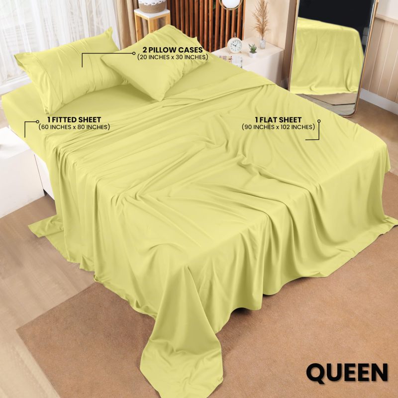 Queen Bed Sheets Set - 4 Piece Bedding - Brushed Microfiber - Shrinkage and Fade Resistant - Easy Care (Queen, Grey)