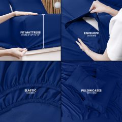 Queen Bed Sheets Set - 4 Piece Bedding - Brushed Microfiber - Shrinkage and Fade Resistant - Easy Care (Queen, Grey)
