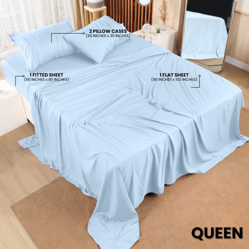 Queen Bed Sheets Set - 4 Piece Bedding - Brushed Microfiber - Shrinkage and Fade Resistant - Easy Care (Queen, Grey)