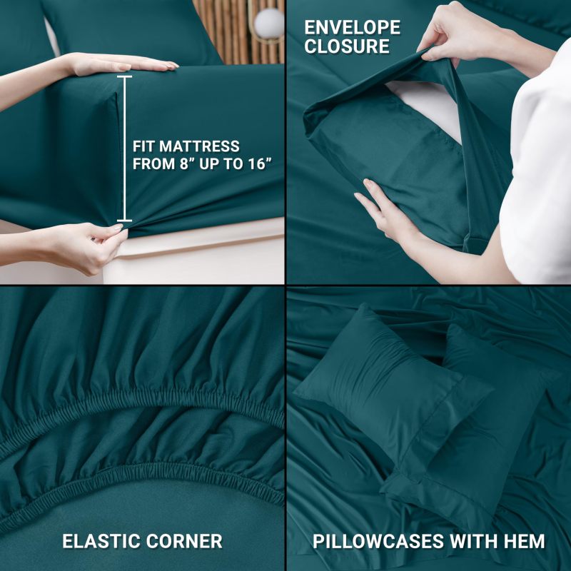 Queen Bed Sheets Set - 4 Piece Bedding - Brushed Microfiber - Shrinkage and Fade Resistant - Easy Care (Queen, Grey)