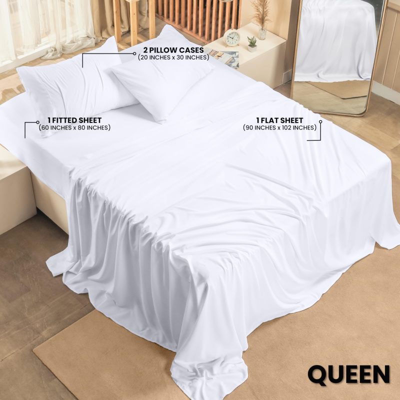Queen Bed Sheets Set - 4 Piece Bedding - Brushed Microfiber - Shrinkage and Fade Resistant - Easy Care (Queen, Grey)