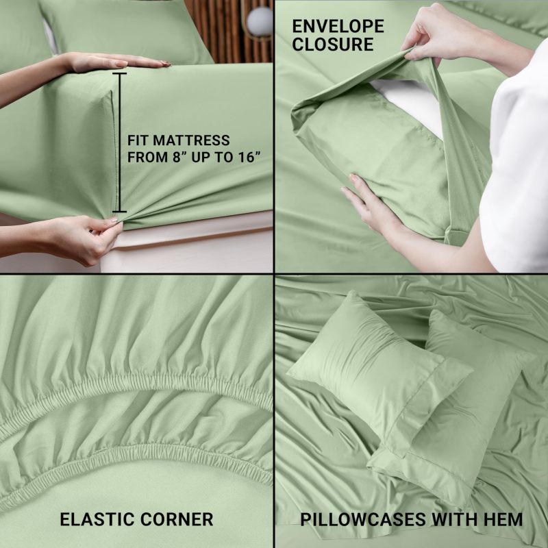 Queen Bed Sheets Set - 4 Piece Bedding - Brushed Microfiber - Shrinkage and Fade Resistant - Easy Care (Queen, Grey)