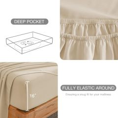 1    Baby Blue Full Size Bed Sheet Sets-Deep Pocket Fitted Sheet & Pillowcase Sets-4 Piece Soft Cooling Microfiber Bedsheets for Double Bed