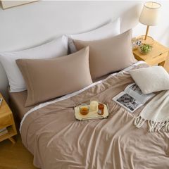 1    Baby Blue Full Size Bed Sheet Sets-Deep Pocket Fitted Sheet & Pillowcase Sets-4 Piece Soft Cooling Microfiber Bedsheets for Double Bed